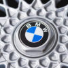 BMW E30 alloy wheel centre cap close-up