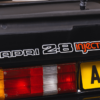 Rear injection decal close-up on a Ford Capri 2.8i.