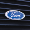 Close-up of Ford badge on front grill of 1981 Granada Consort