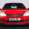 Front view of 2005 Renault Clio Renaultsport Trophy hot hatch with headlights on in Capsicum Red – Redline Competitions