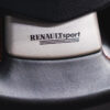 Close-up of Renault Sport branding on steering wheel in 2005 Renault Clio Renaultsport Trophy hot hatch – Redline Competitions