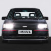 Front view of the Vauxhall Nova Z20LET Turbo with headlights switched on.