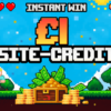 £1 instant site credit prize styled in 16-bit creative for Redline Competitions’ Level Up Cash Instant Win.