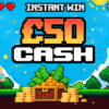 £50 tax-free cash instant win prize in pixel style design for Redline Competitions’ Level Up Cash Instant Win.