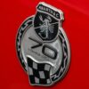 Close-up of the Fiat 595 Abarth 70 Years badge on the rear. Enter the Redline Competitions 9p draw with instant wins included.