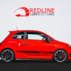 Side on view of the Fiat 595 Abarth Competizione in red. Part of the 9p car competition with instant win prizes at Redline Competitions.