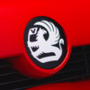 Rear Vauxhall badge close-up on Astra GSI Turbo.