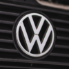 Close-up of VW badge on front grill of the 1988 Scirocco Scala.
