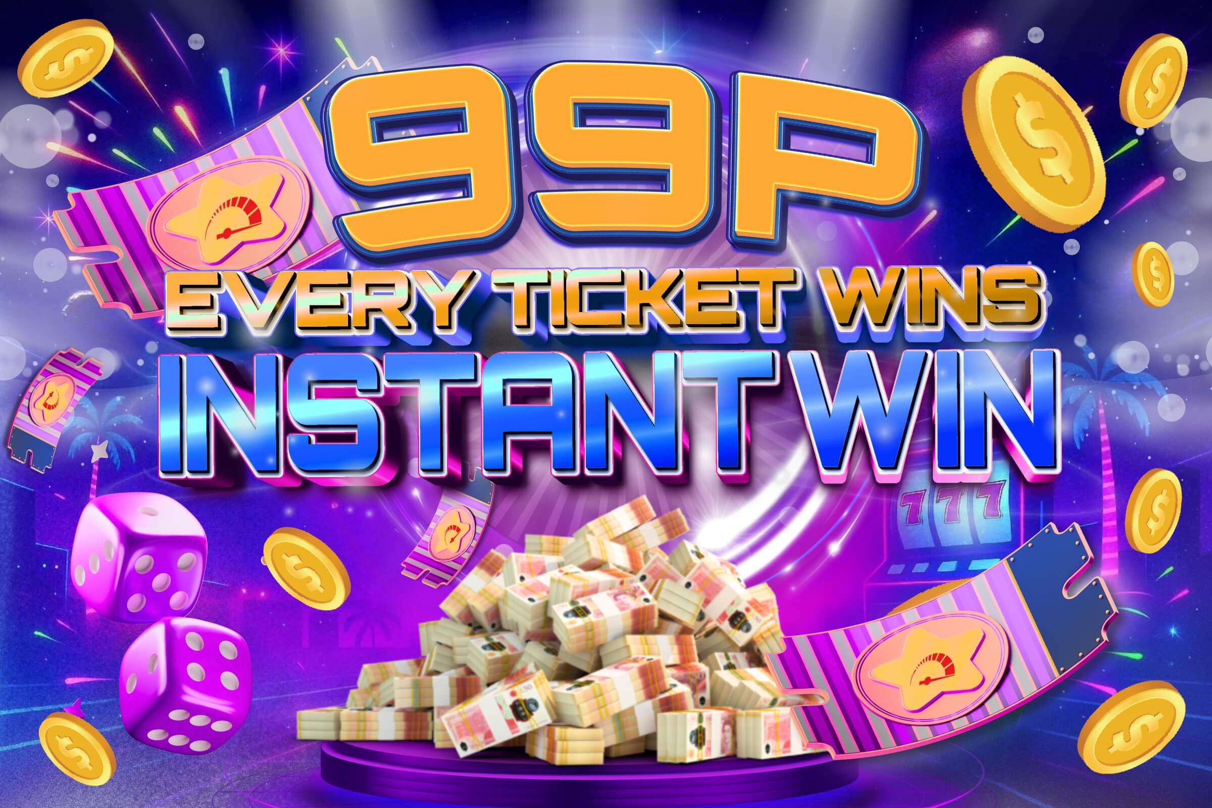 Enter the 99p Every Ticket Wins Instant Win competition at Redline Competitions with a guaranteed prize every time and £500 cash jackpot.