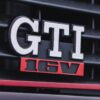 Front GTI grille badge close-up on Mk2 Volkswagen Golf GTI Turbo from Redline Competitions.