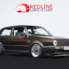 Mk2 Volkswagen Golf GTI Turbo front side angle in Audi Teak Brown Pearl paint, featured by Redline Competitions.