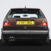Rear view of Mk2 Volkswagen Golf GTI Turbo showing dual exhausts and GTI badging, featured by Redline Competitions.