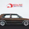 Rear view of Mk2 Volkswagen Golf GTI Turbo showing dual exhausts and GTI badging, featured by Redline Competitions.