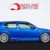 Side profile of the Mk4 Volkswagen Golf R32 in Deep Blue Pearl – Redline Competitions