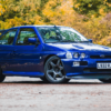 Ford Escort RS Cosworth viewed from front angle showing Compomotive alloy wheels and superb condition – Redline Competitions