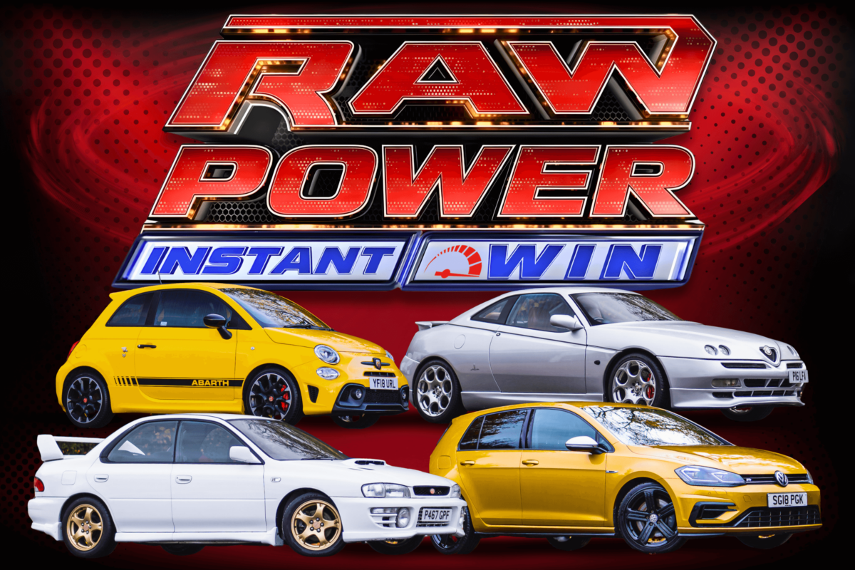 Raw Power Instant Win MCIW44 featuring Abarth 595, Alfa Romeo GTV, Subaru Impreza and VW Golf R, from Redline Competitions