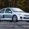 Front angle of the Renault Clio V6 showing its wide arches and stance