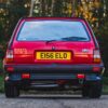 Rear three-quarter view of the Ford Fiesta XR2 in Rosso Red – Redline Competitions