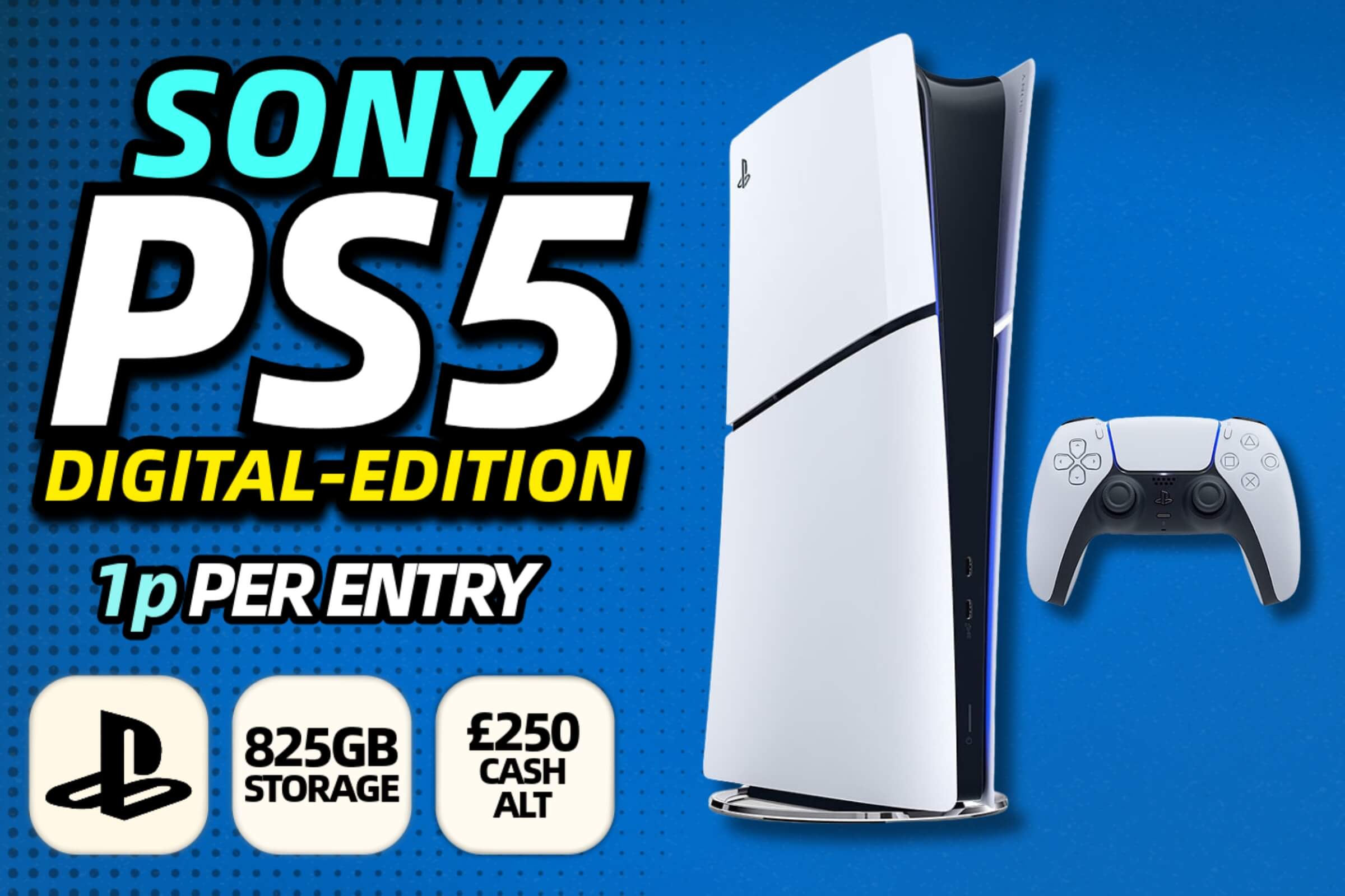 Sony PlayStation 5 Digital Edition with DualSense controller shown on the main 1p competition thumbnail by Redline Competitions