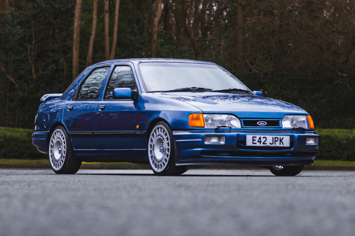 Ford Sierra Sapphire RS Cosworth 1988 in Crystal Blue Metallic with Compomotive wheels – Redline Competitions UK car competition